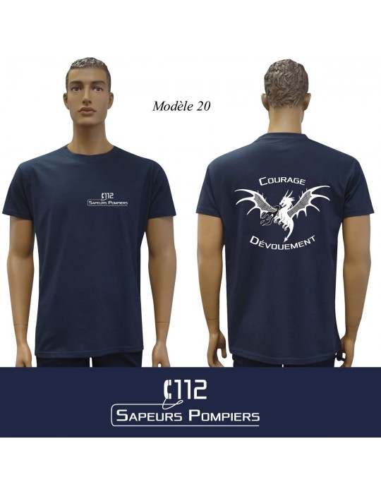 T-SHIRT MARINE IMPRIME POMPIERS : 20 modèles  - 20