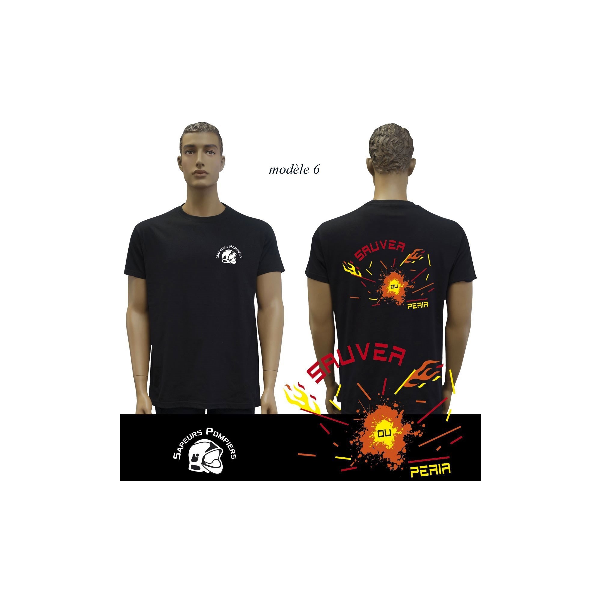 T-SHIRT NOIR IMPRIME POMPIERS : 20 modèles  - 6 T-SHIRT NOIR IMPRIME POMPIERS : 20 modèles  - 6