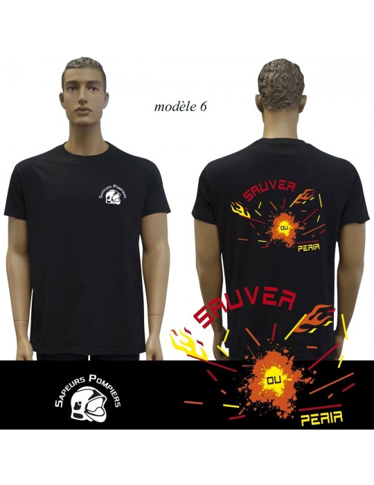 T-SHIRT NOIR IMPRIME POMPIERS : 20 modèles  - 6