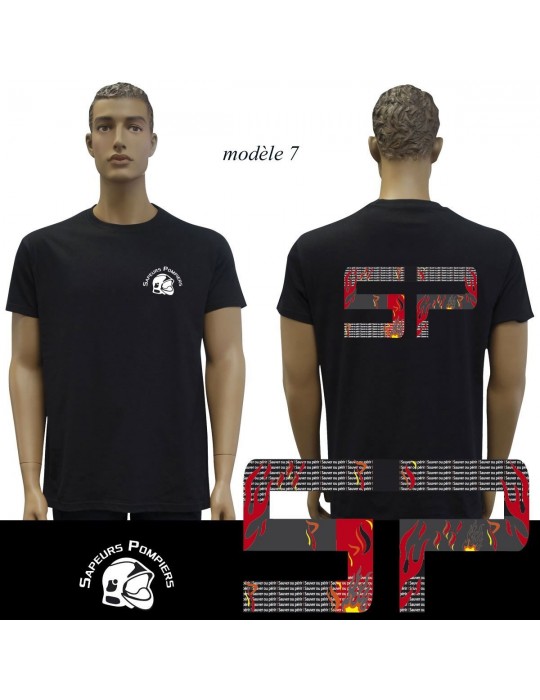 T-SHIRT NOIR IMPRIME POMPIERS : 20 modèles  - 7