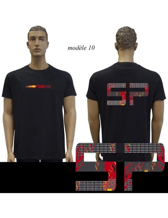 T-SHIRT NOIR IMPRIME POMPIERS : 20 modèles  - 10