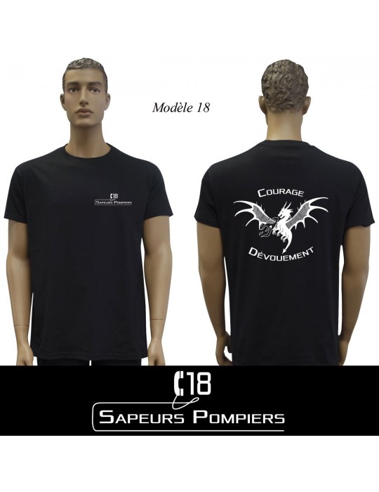 T-SHIRT NOIR IMPRIME POMPIERS : 20 modèles  - 18