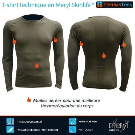 T-shirt Thermatrek manches longues thermorégulateur, antibactérien, hypoallergénique et anti odeur  - 2