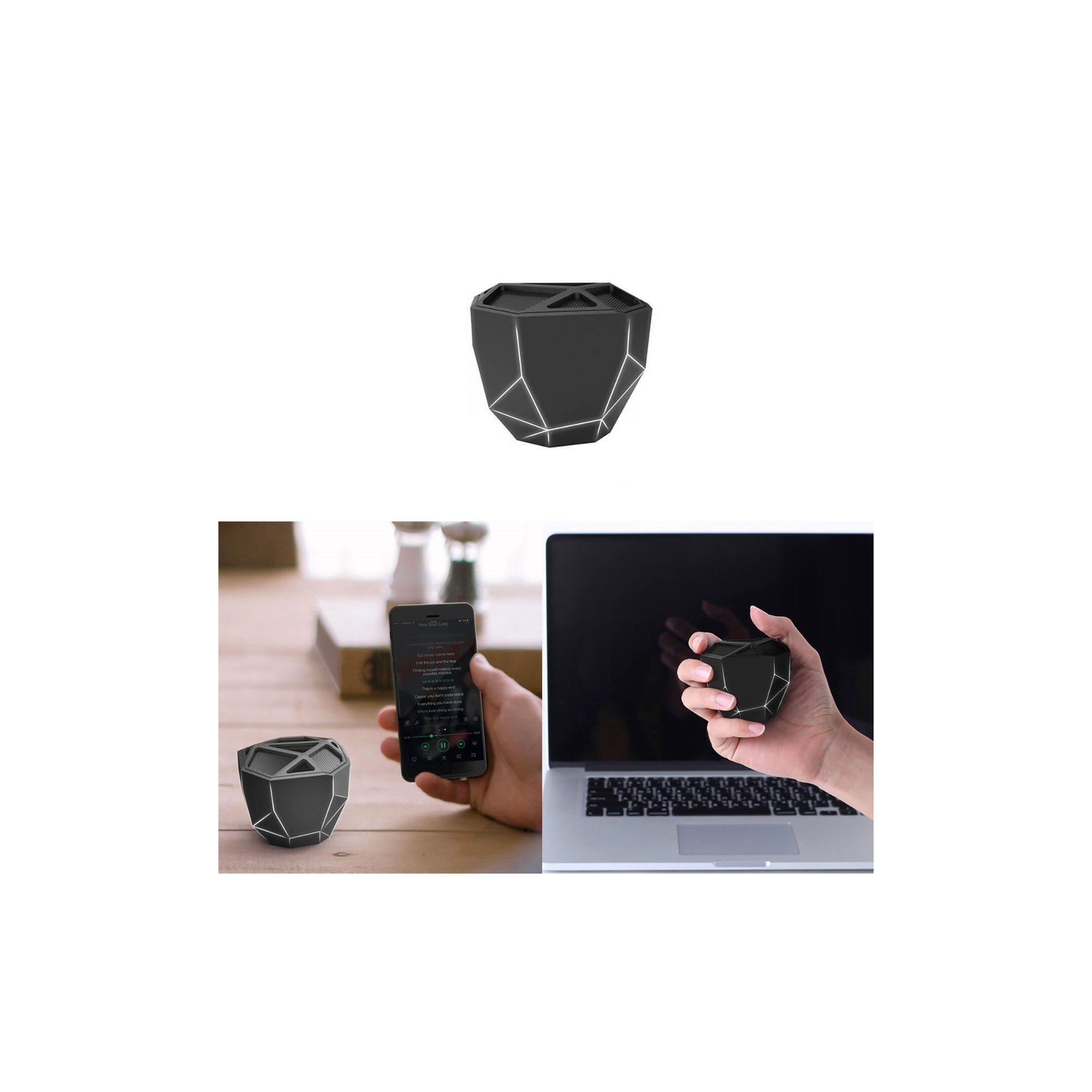 ENCEINTE BLUETOOTH GEO NOIRE LED BLANCHE  - 1 ENCEINTE BLUETOOTH GEO NOIRE LED BLANCHE  - 1