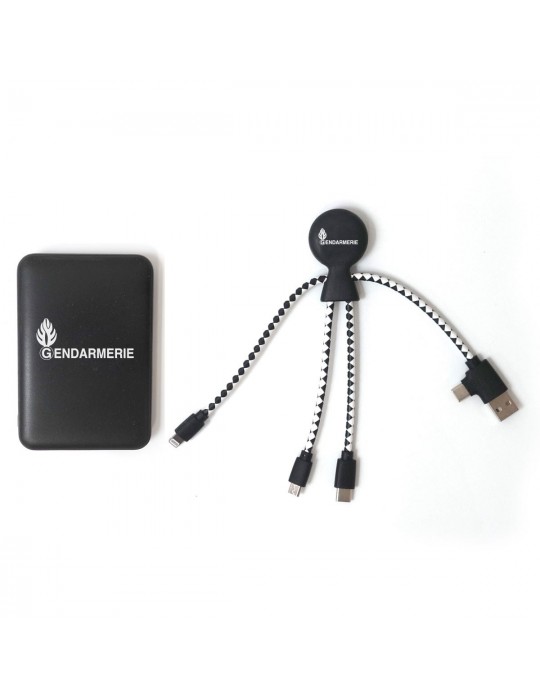 POWERPACKBIO BATTERIE EXTERNE 5000 mAh NOIRE ET CABLE MULTI CONNECTEU  - 1