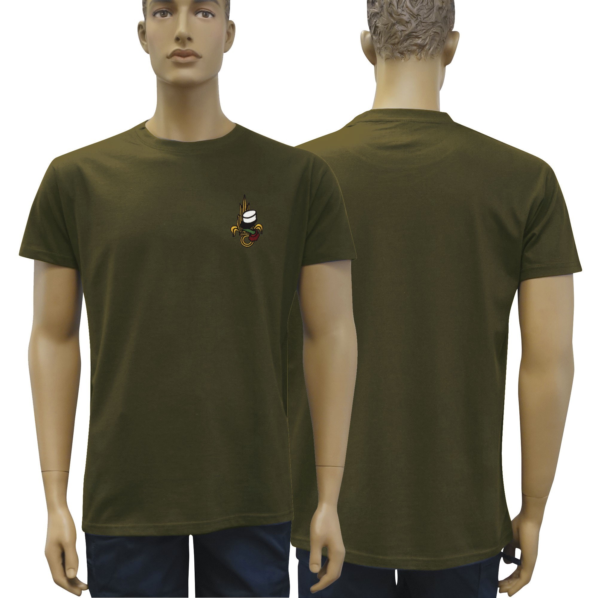 TEE SHIRT VERT ARMEE COTON BRODE LEGION  - 1
