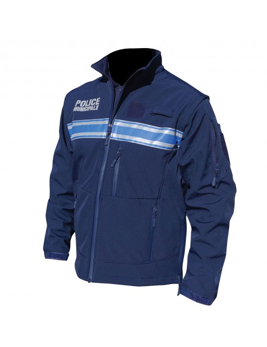 BLOUSON SOFTSHELL POLICE MUNICIPALE 2 EN1 MANCHES AMOVIBLES  - 1