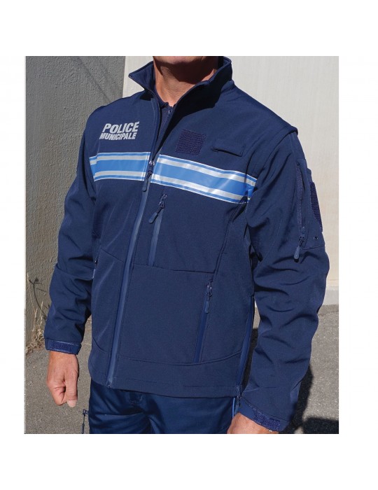 BLOUSON SOFTSHELL POLICE MUNICIPALE 2 EN1 MANCHES AMOVIBLES  - 2