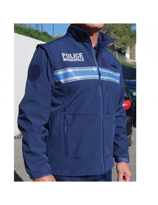 BLOUSON SOFTSHELL POLICE MUNICIPALE 2 EN1 MANCHES AMOVIBLES  - 3