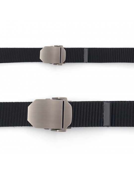 CEINTURE SANGLE NOIRE BOUCLE METAL  - 1