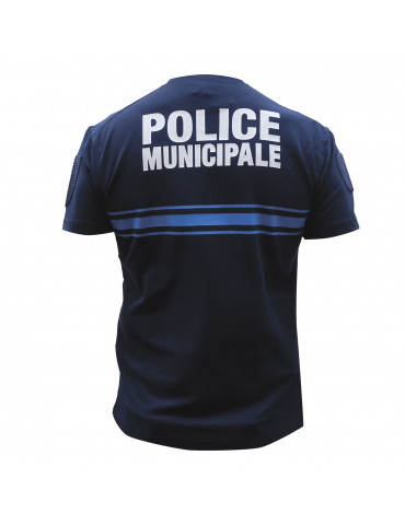 TEE SHIRT POLICE MUNICIPALE BLEU MARINE COOLDRY MAILLE PIQUEE