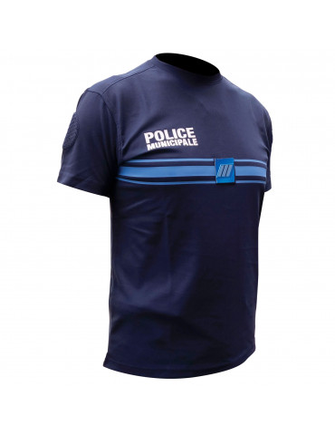 TEE SHIRT POLICE MUNICIPALE BLEU MARINE COOLDRY MAILLE PIQUEE