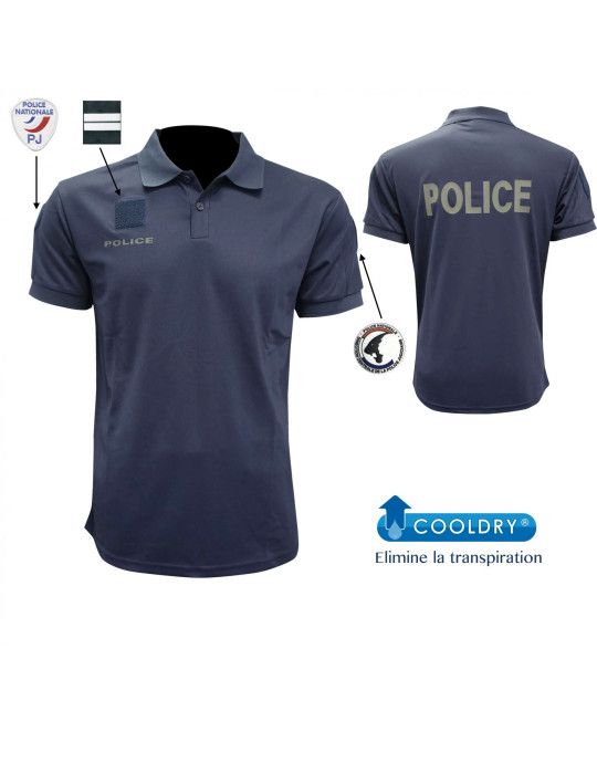 Polo Police marine marquage basse visibilité