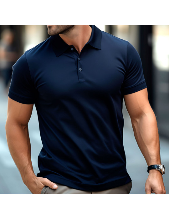 polo bleu marine coton