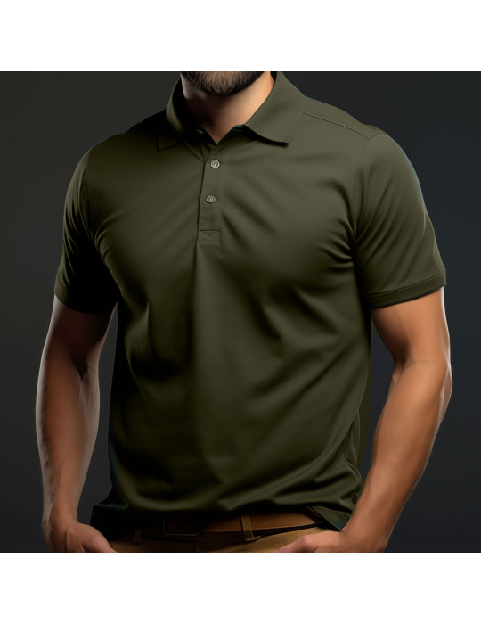 polo vert armée coton