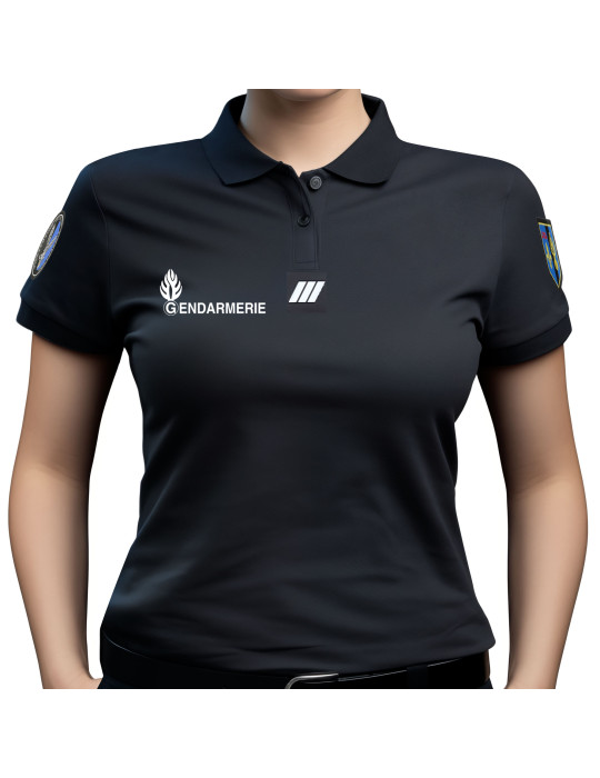 Polo Gendarmerie noir femme manches courtes