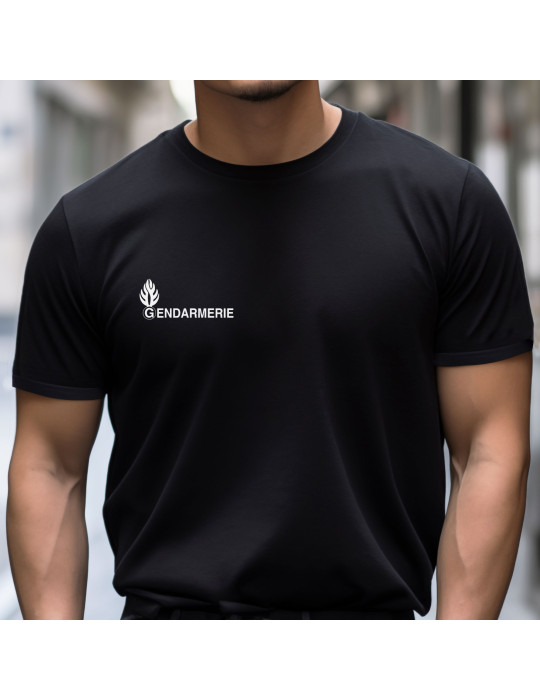 tshirt noir imprimé Gendarmerie