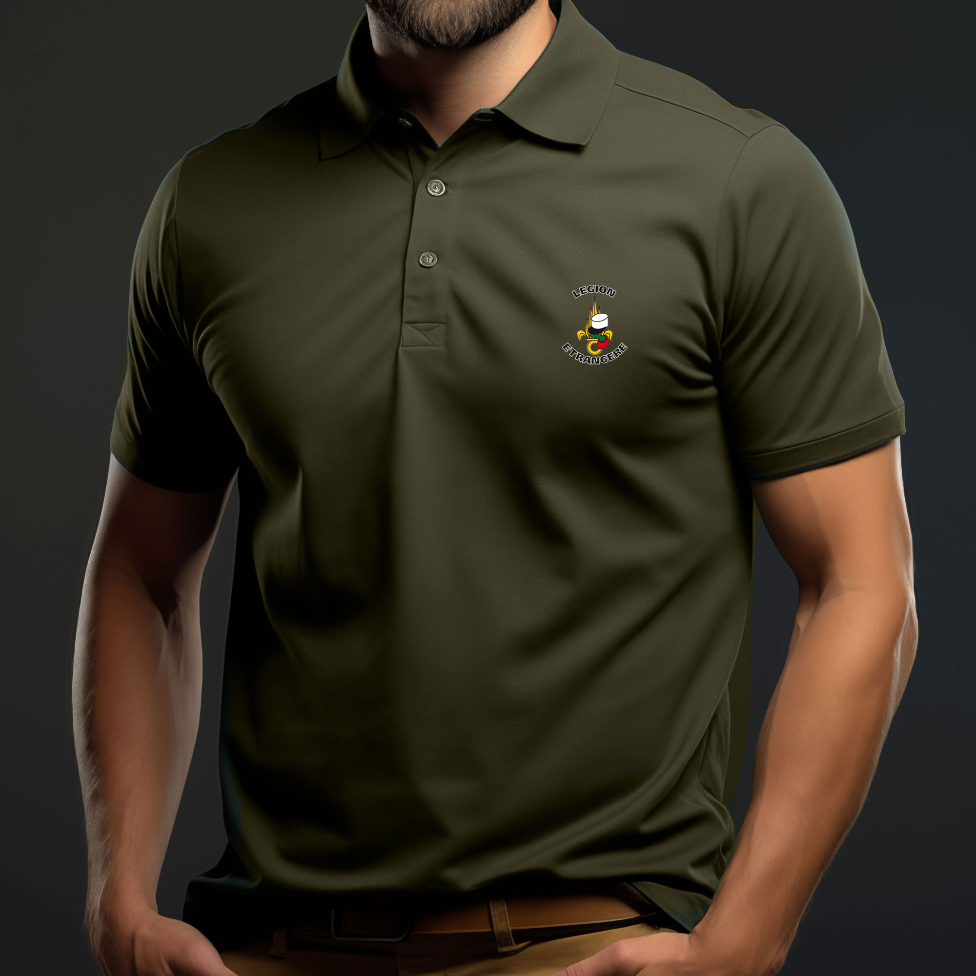Polo vert imprimé Légion étrangère Polo vert imprimé Légion étrangère