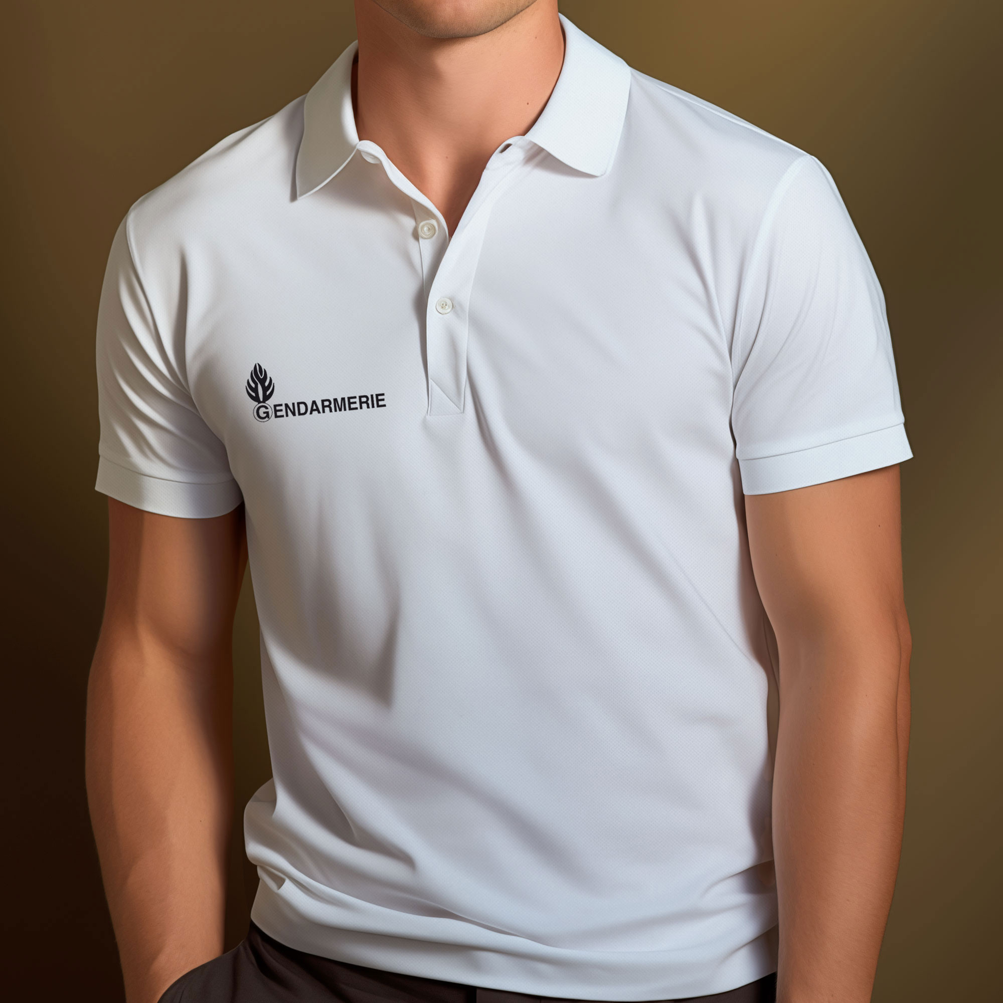 Polo blanc imprimé Gendarmerie