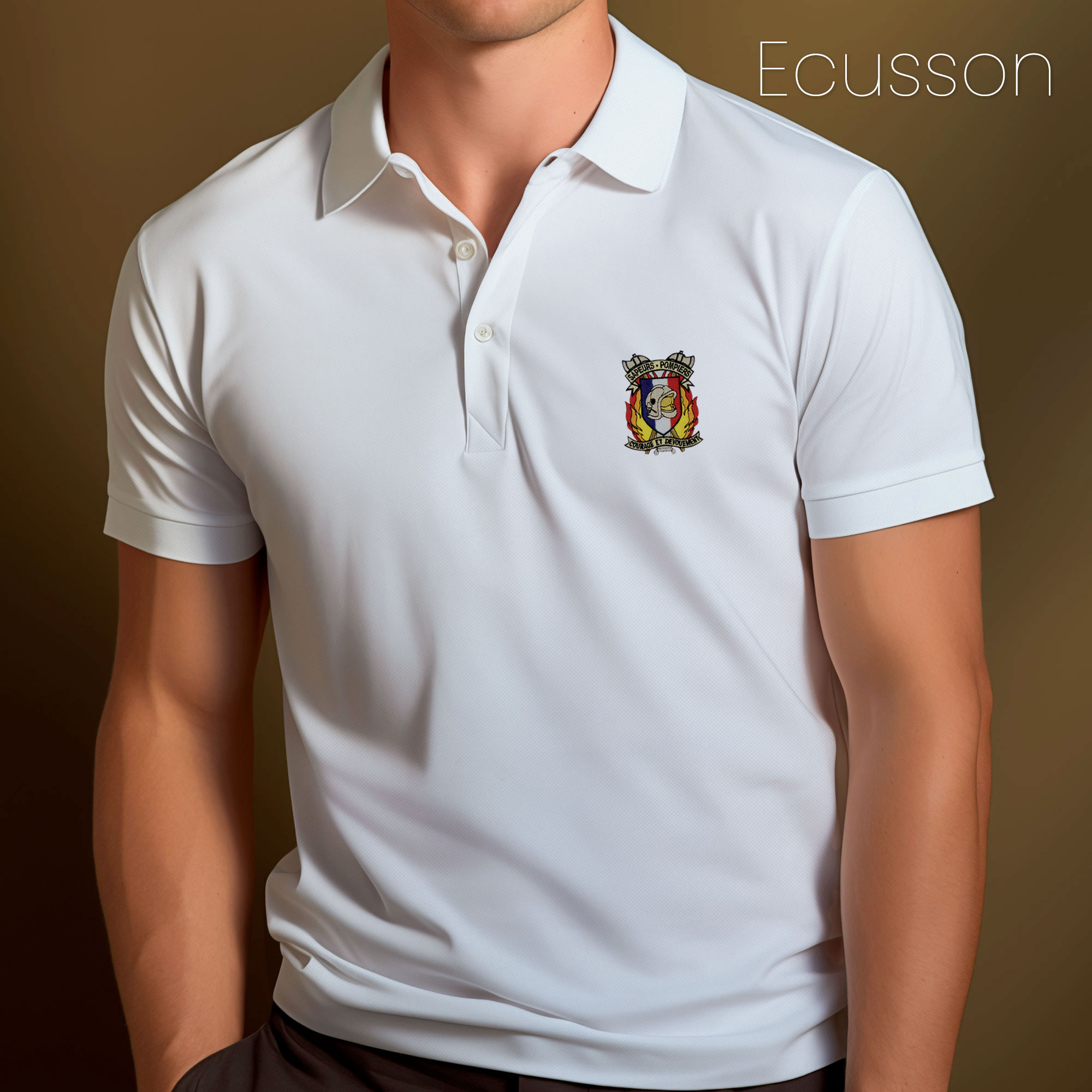 Polo blanc brodé Sapeurs Pompiers Polo blanc brodé Sapeurs Pompiers