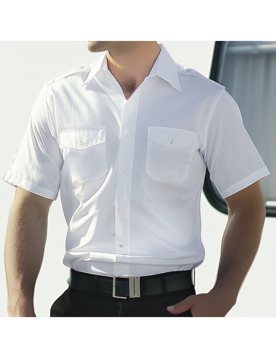 Chemise pilote blanche manches courtes
