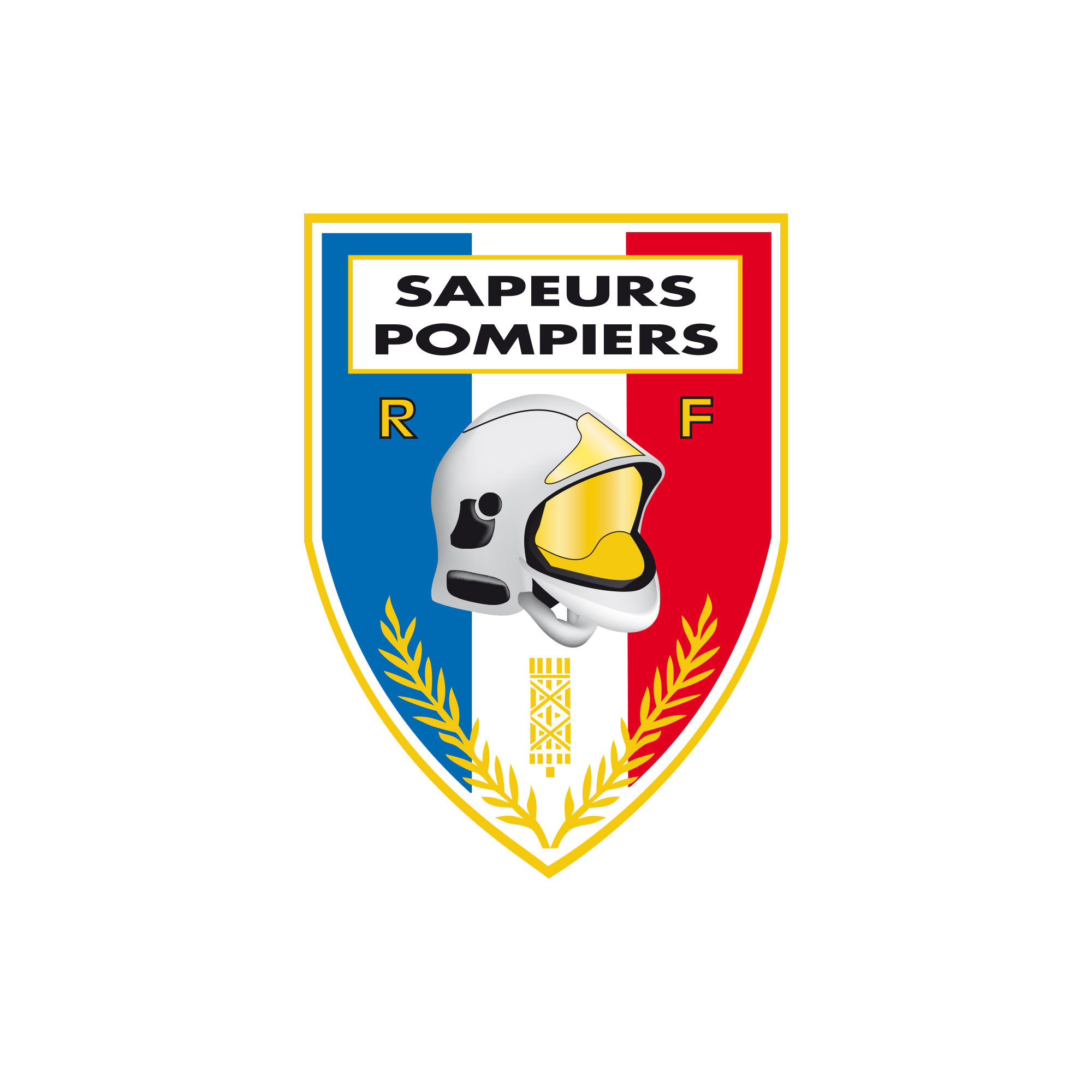 Autocollant Sapeurs Pompiers modèle triangulaire écusson - vitrophanie Autocollant Sapeurs Pompiers modèle triangulaire écusson - vitrophanie