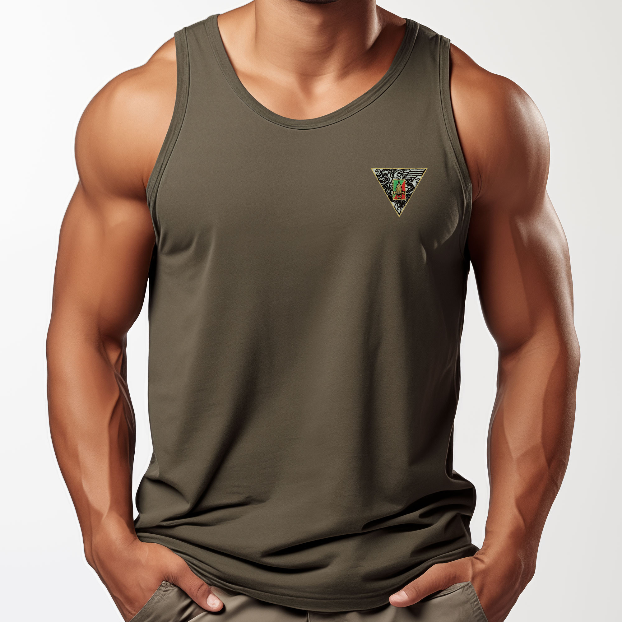 Débardeur vert armée brodé 2e REP Débardeur vert armée brodé 2e REP