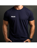 Tshirt bleu marine imprimé Police
