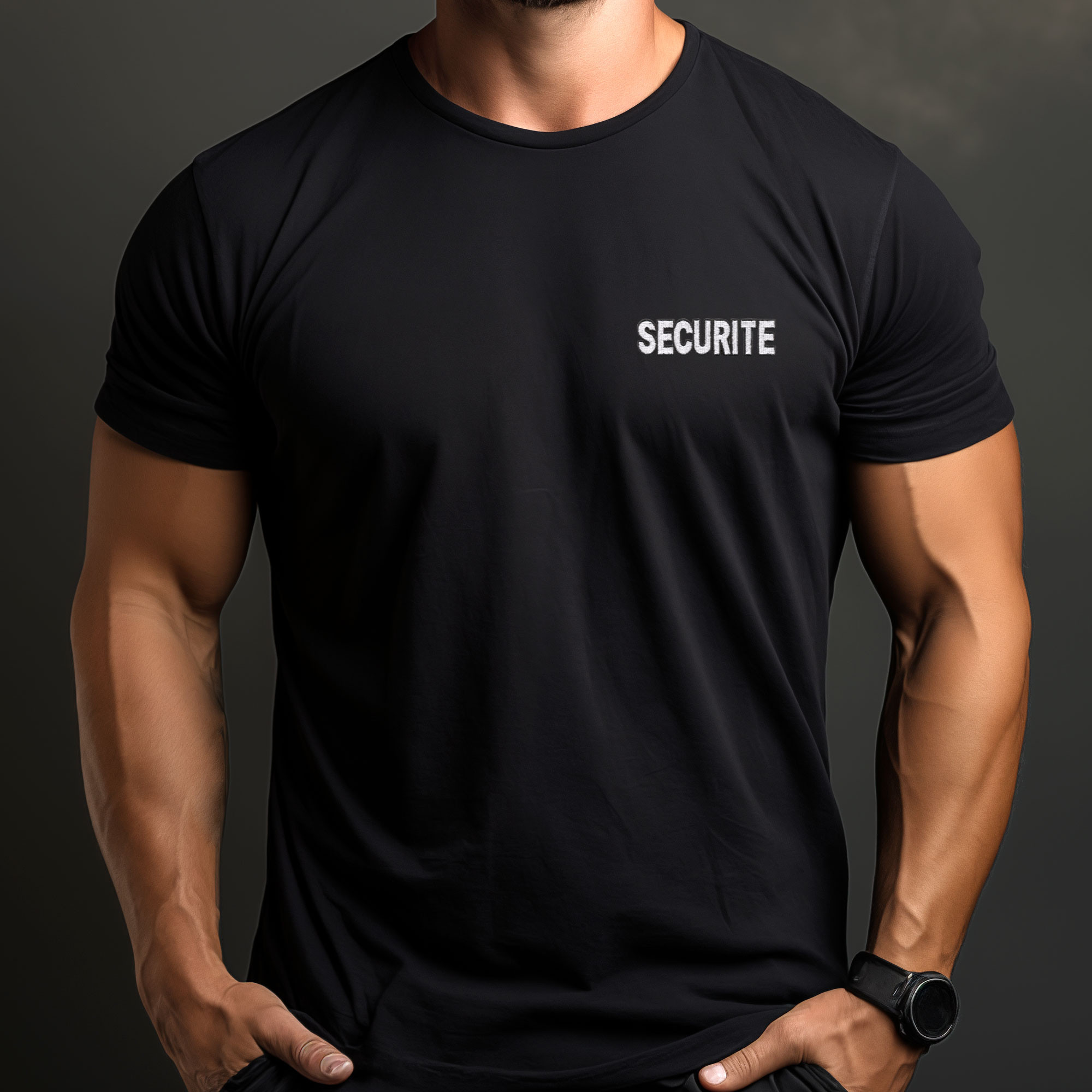 Tshirt noir brodé Sécurité Tshirt noir brodé Sécurité