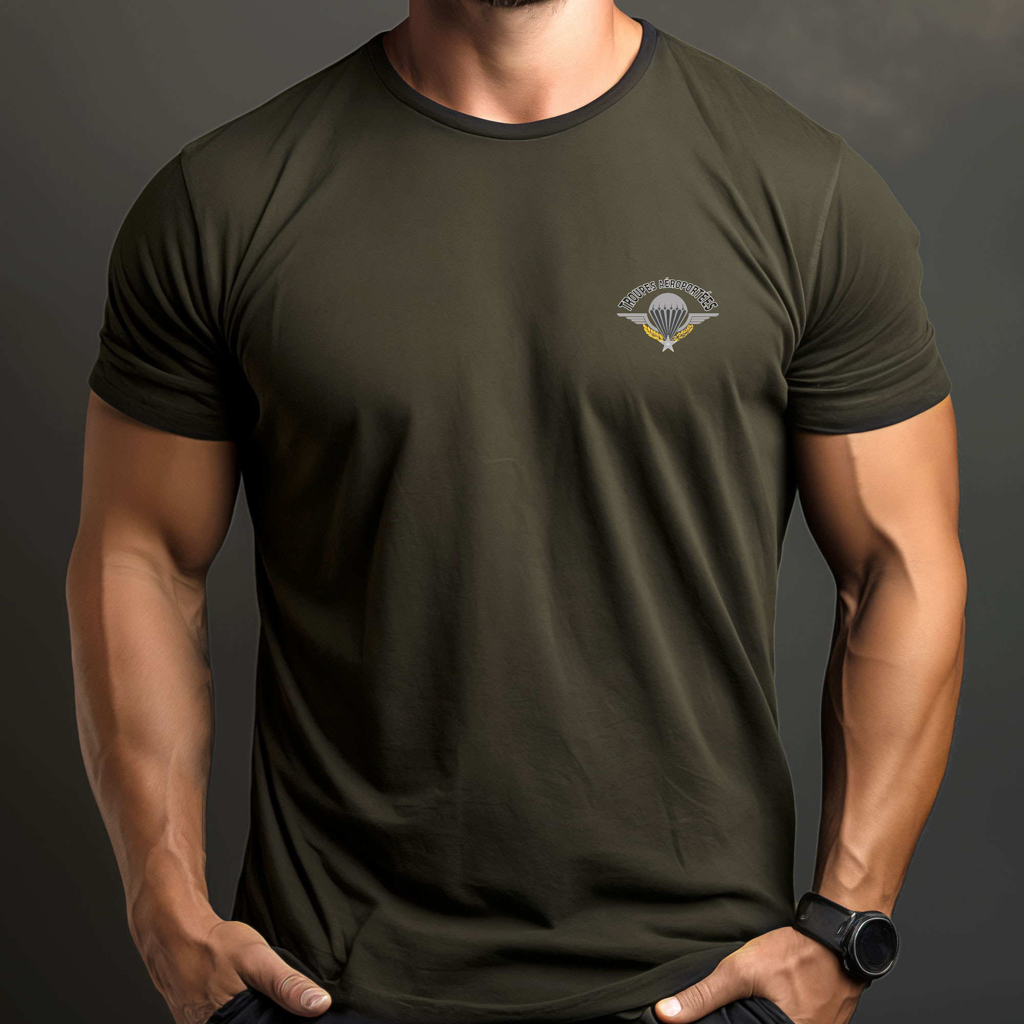 Tshirt vert armée imprimé Para Tshirt vert armée imprimé Para