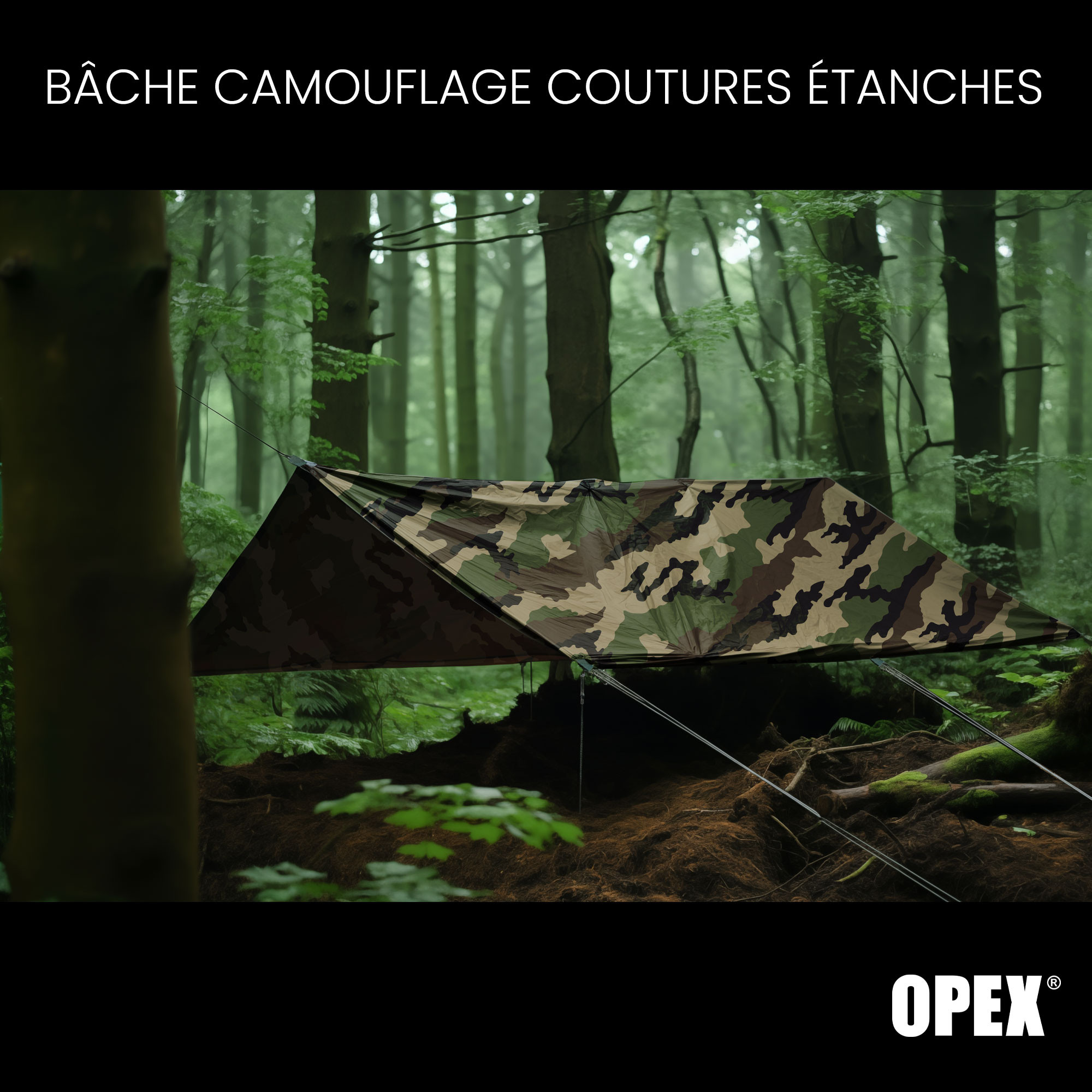 Bâche camouflage coutures étanches Bâche camouflage coutures étanches