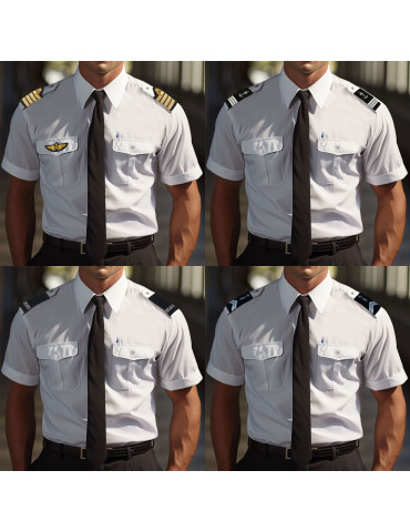 Chemise pilote blanche manches courtes