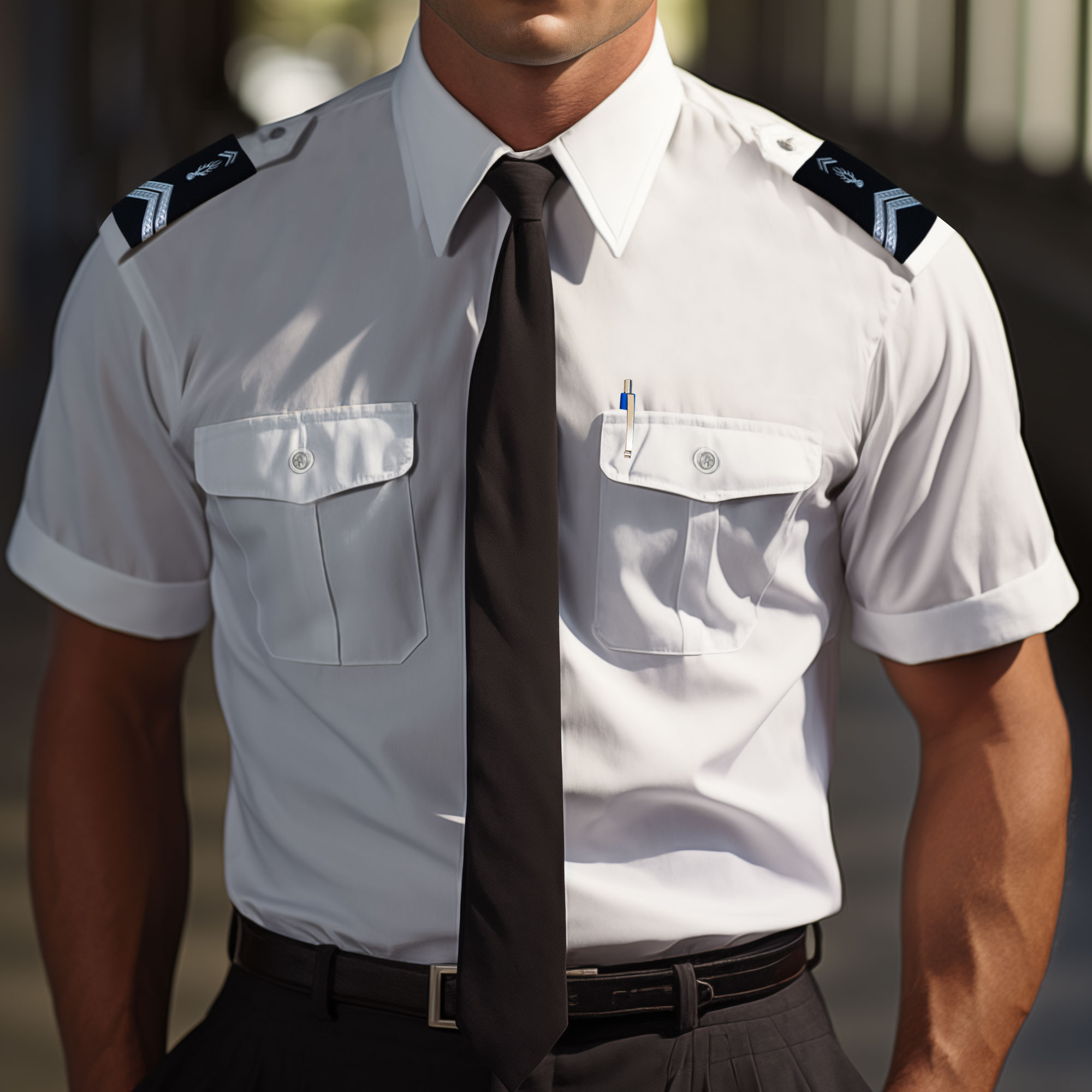 Chemise de cérémonie Gendarme blanche manches courtes Chemise de cérémonie Gendarme blanche manches courtes
