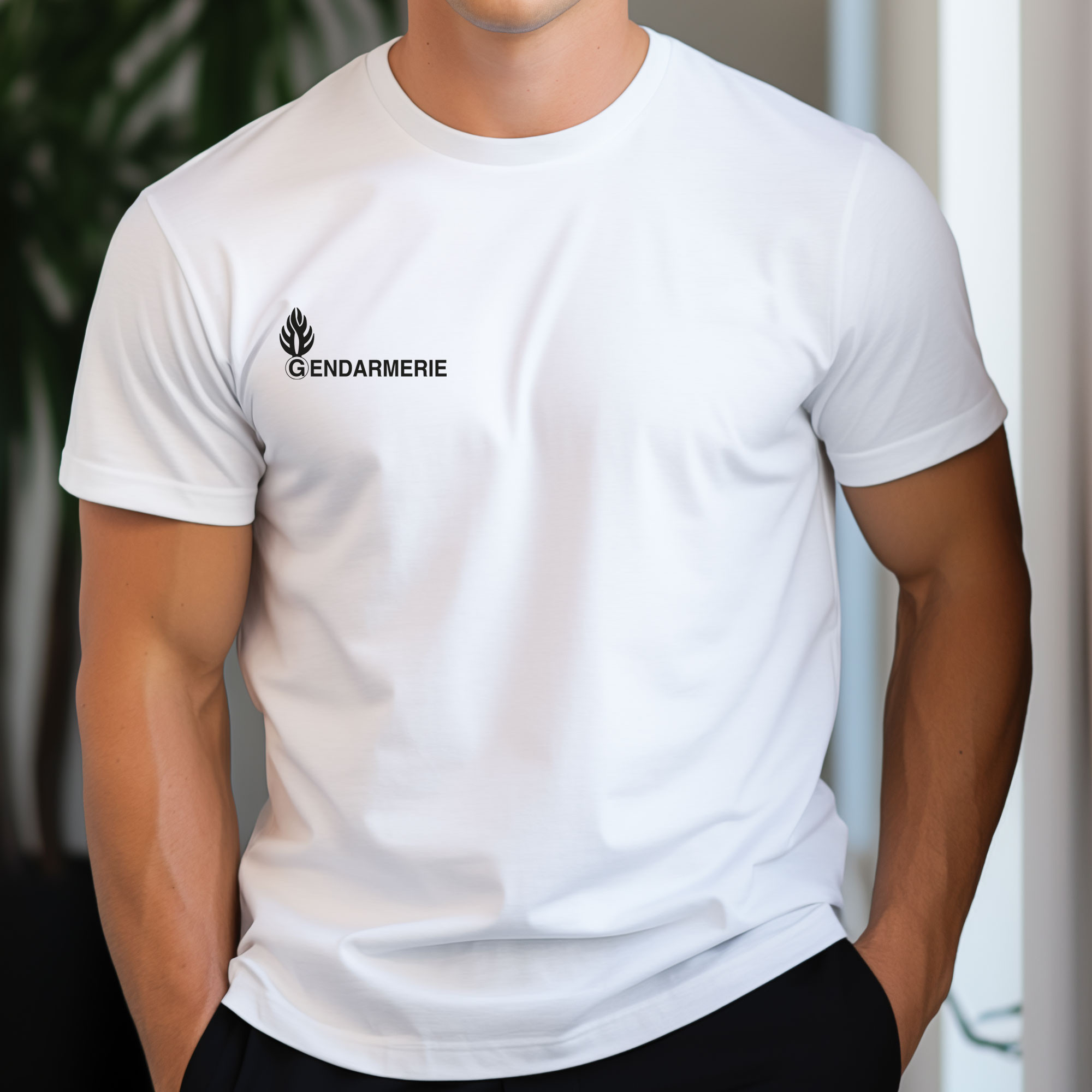 Tshirt blanc marquage Gendarmerie Tshirt blanc marquage Gendarmerie