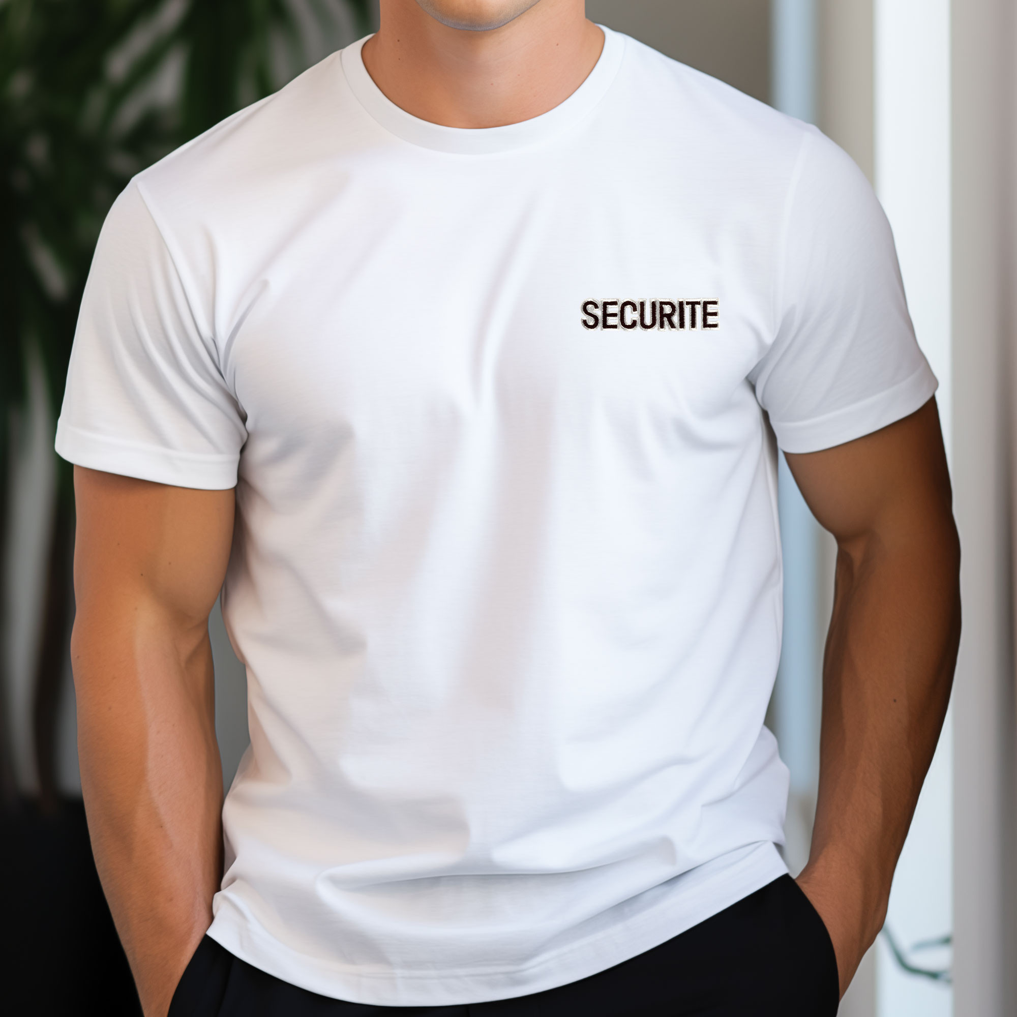 Tshirt blanc broderie Sécurité Tshirt blanc broderie Sécurité