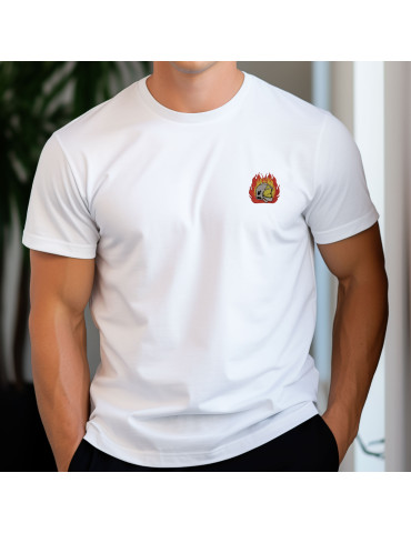 Tshirt blanc broderie Sapeur Pompier