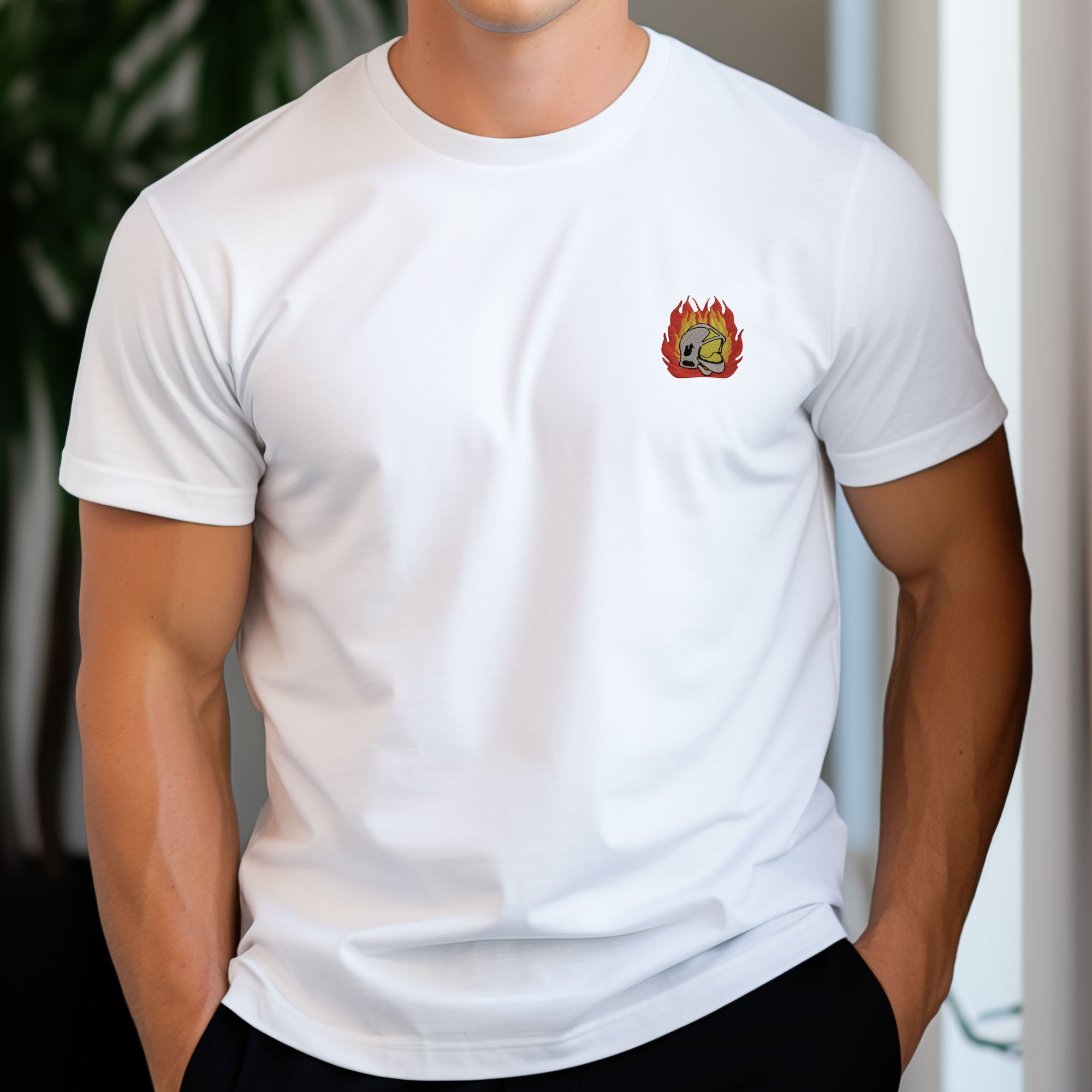 Tshirt blanc broderie Sapeur Pompier Tshirt blanc broderie Sapeur Pompier