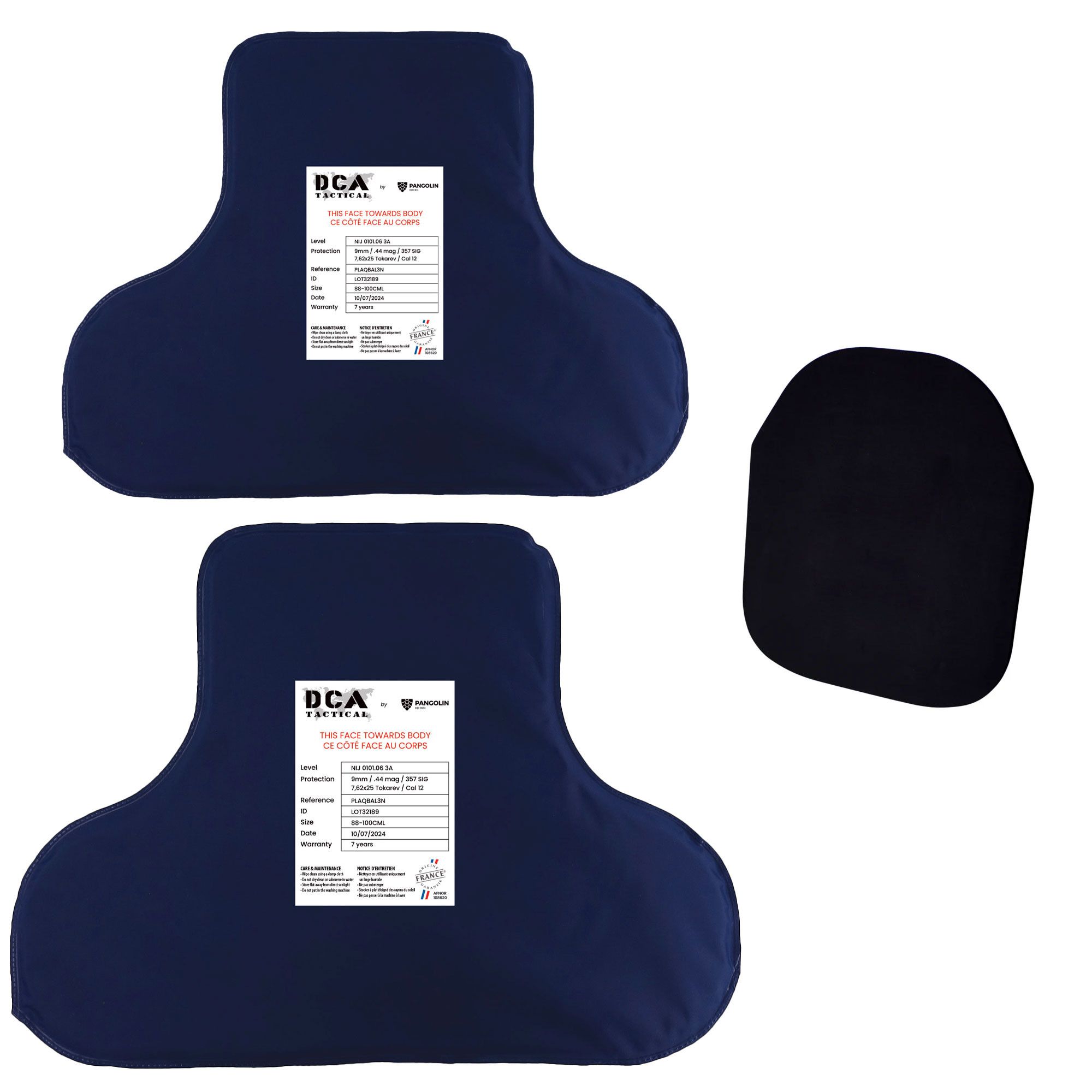 Pack incluant 2 Plaques balistiques  NIJ 3A + 1 plaque Trauma Pack incluant 2 Plaques balistiques  NIJ 3A + 1 plaque Trauma