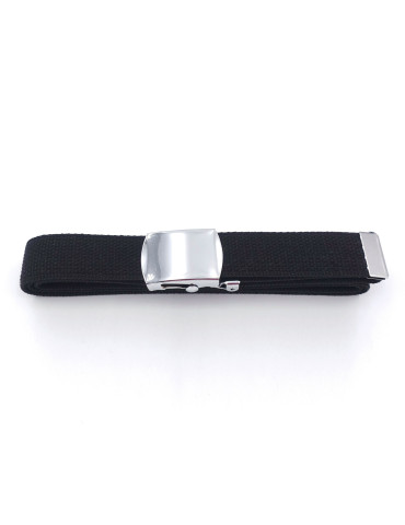 Ceinture Sangle Noire Boucle Argent
