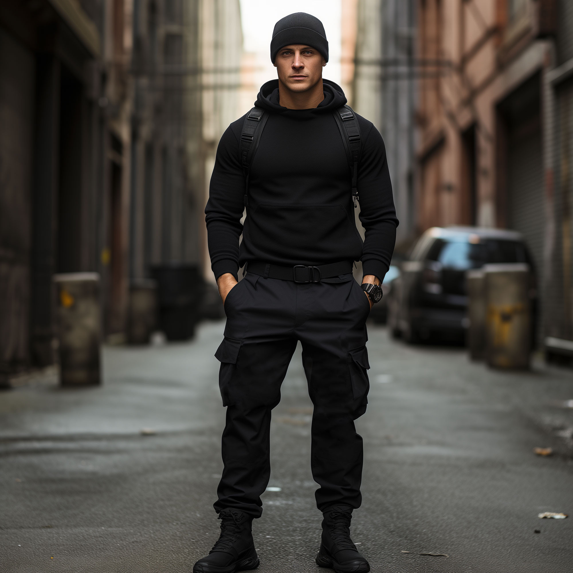 Pantalon Sécurité noir mat poches cargo Pantalon Sécurité noir mat poches cargo