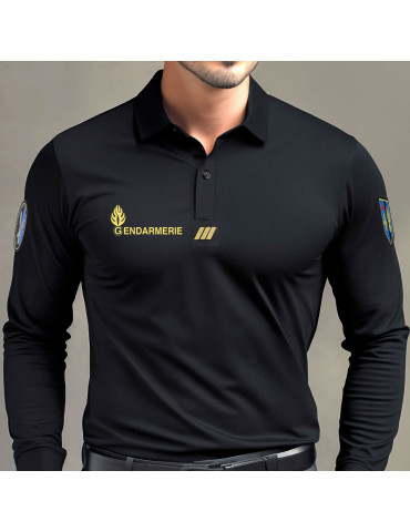 Polo Gendarmerie noir manches longues