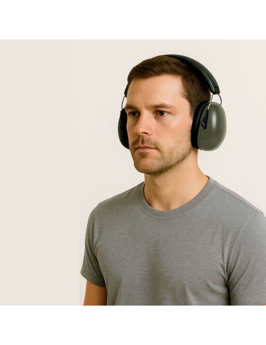 Casque anti-bruit pliable vert armée