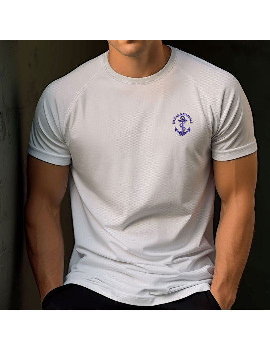 Tshirt blanc imprimé Marine Nationale