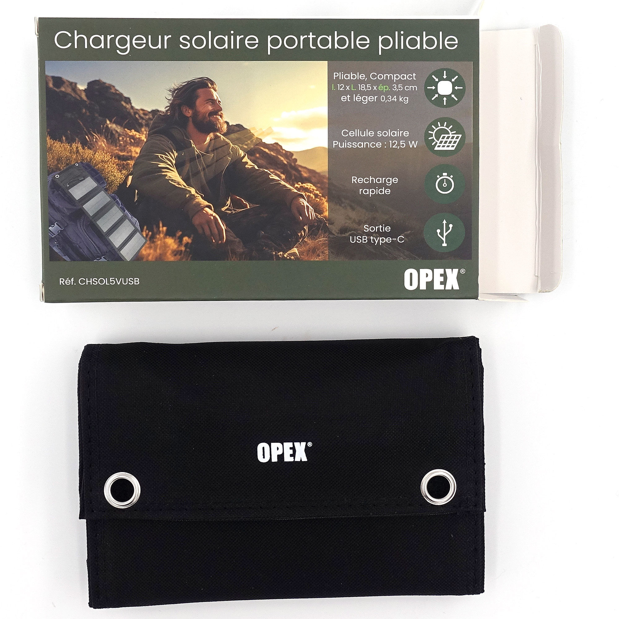 Chargeur solaire portable pliable 12,5 W Chargeur solaire portable pliable 12,5 W