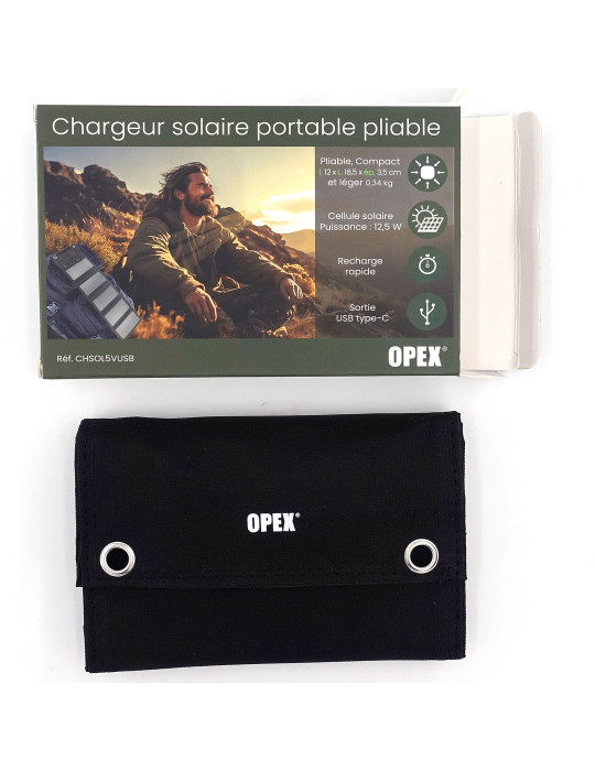 Chargeur solaire portable pliable 12,5 W