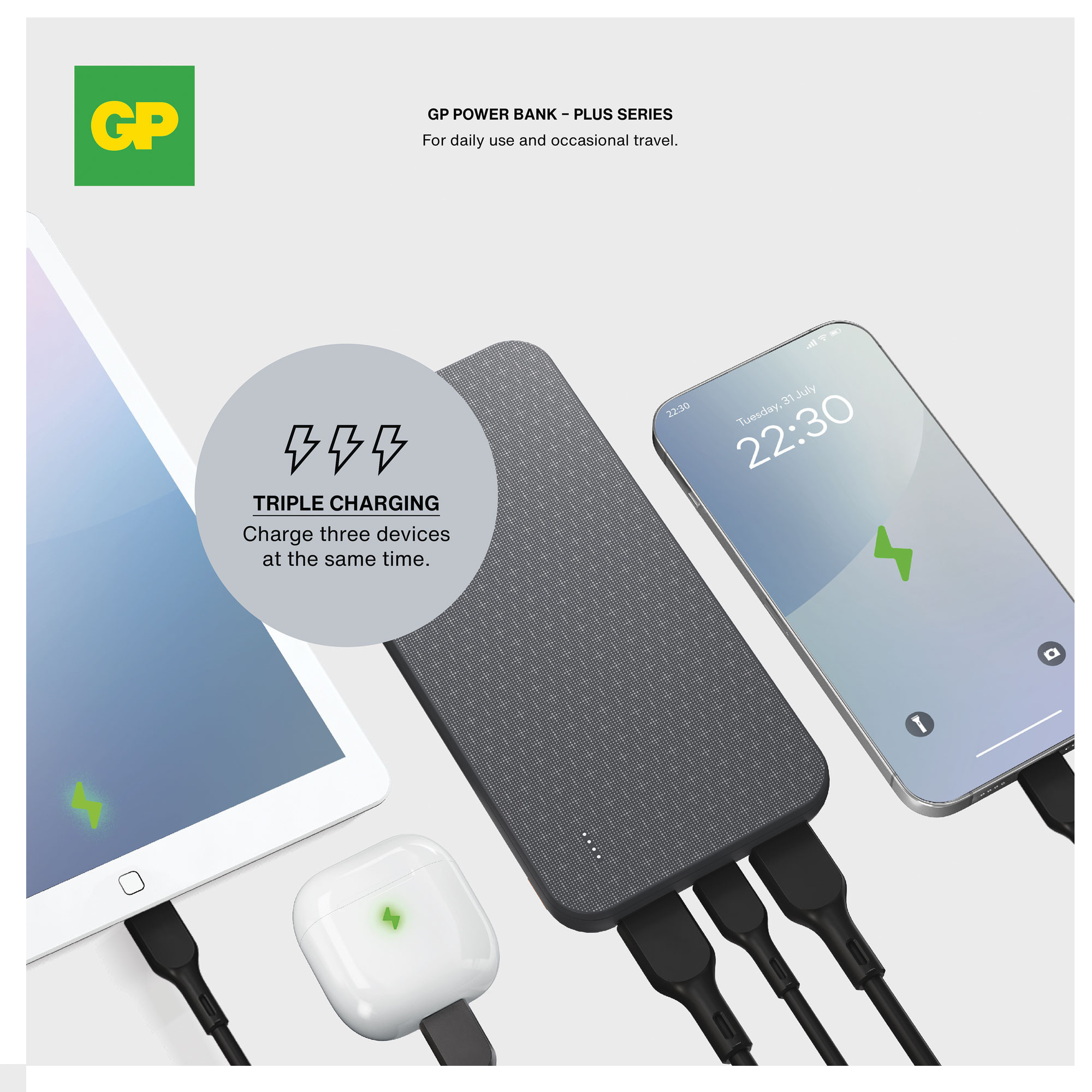 Batterie externe GP Plus Series 10 000 mAh Noir